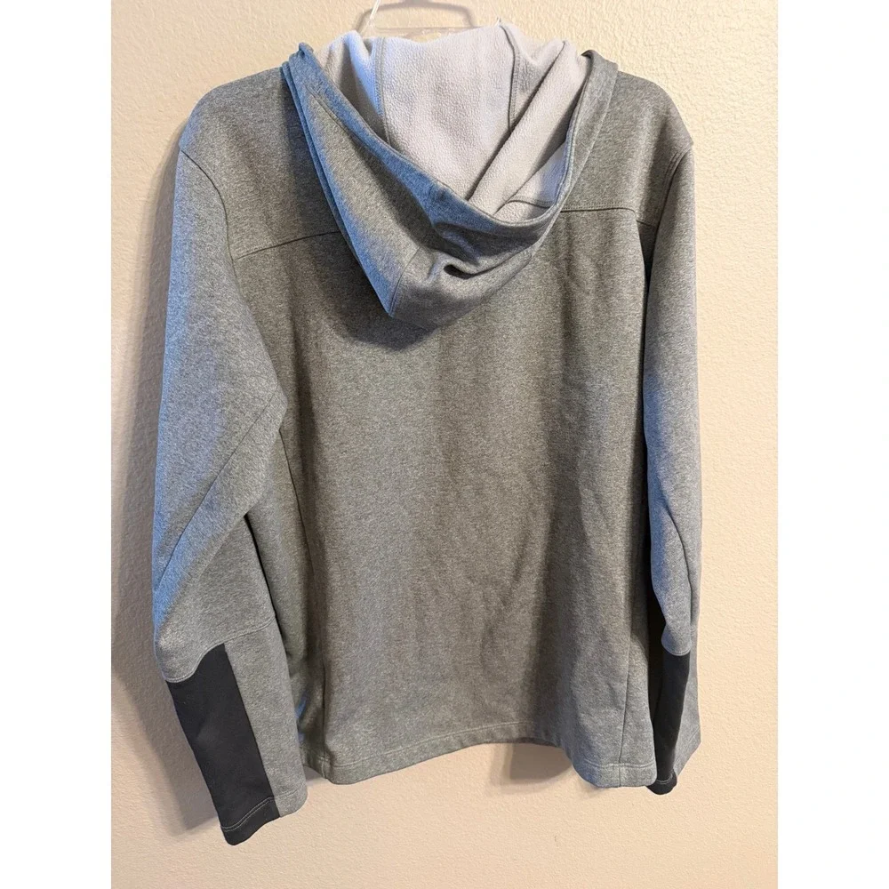 The North Face Full Zip Hoodie Mens Large Gray Excellent Orange Trim Fleece